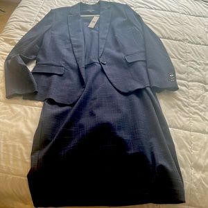 Ann Taylor dress and jacket. Dress hits above the knee. Navy with grey